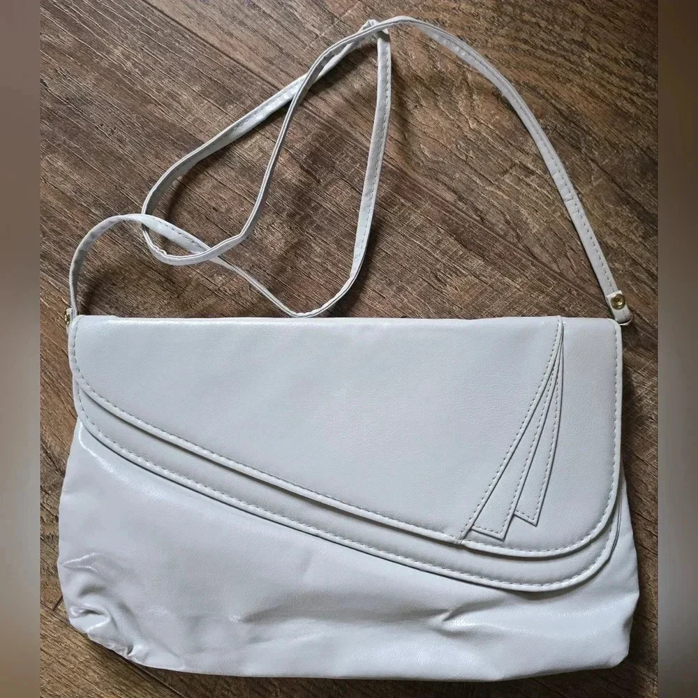Vintage 1980s Light Gray Purse Handbag Clutch